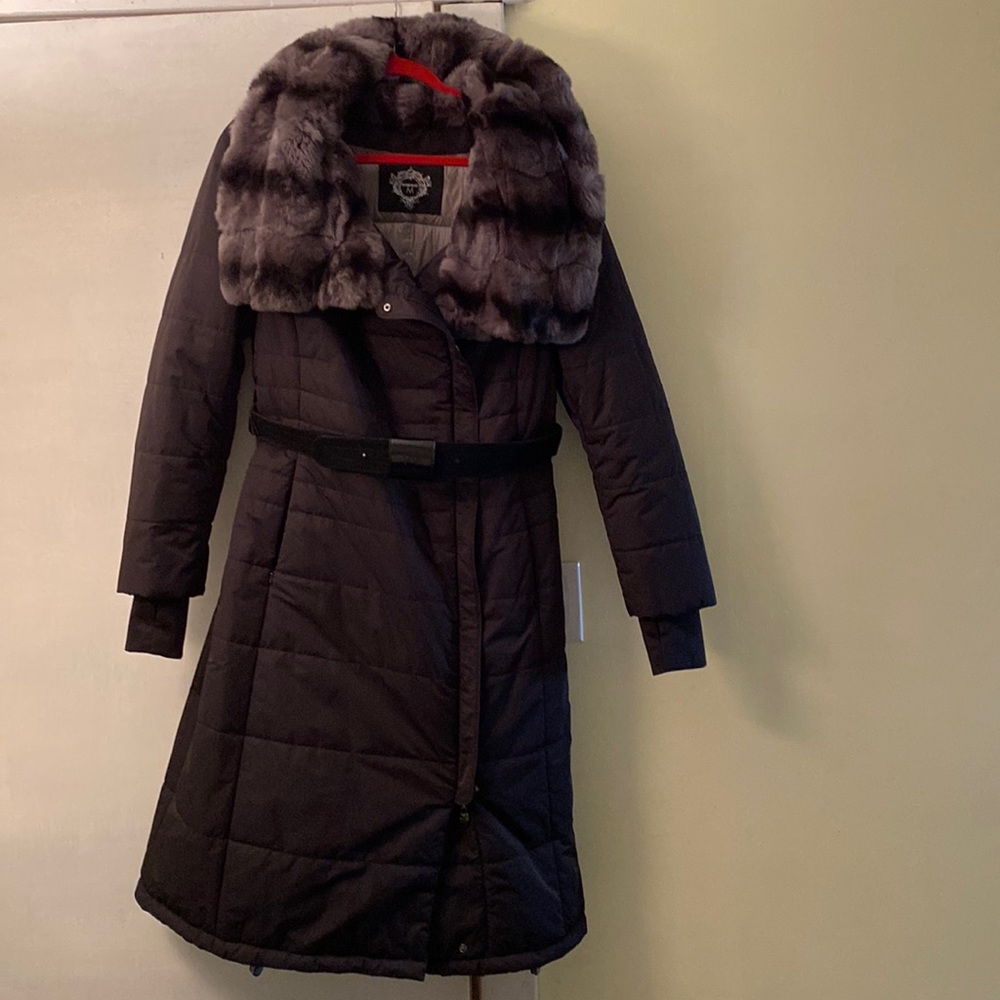Diego M Stunning Real Fur Long Logo Puffer NeverUsed Made in Italy 🇮🇹